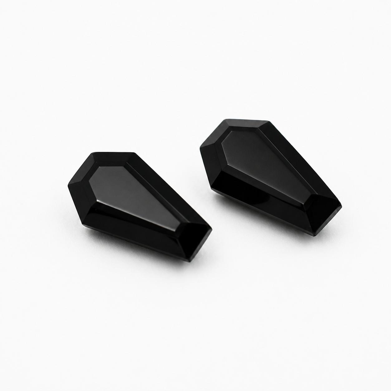 Natural Black Onyx Coffin Cut Gemstone | Loose Black Onyx Cabochon | Coffin Shape Gemstone for Gothic Jewelry Making 7x10mm (1 Piece) чёрный