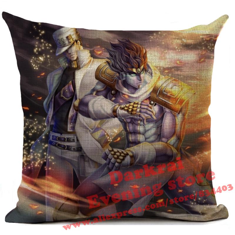 Jojos Bizarre Adventure Japanese Harajuku Manga Cushion Cover Living Room Sofa Square Throw Pillows Home Decoration Pillowcase