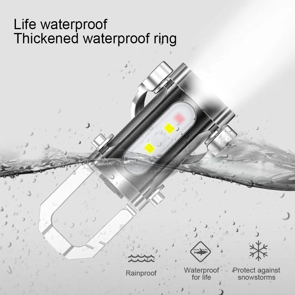 Mini Flashlight Multifunctional COB LED Keychain Flashlight USB Rechargeable Ultralight Camping Flashlight for Outdoor Emergency