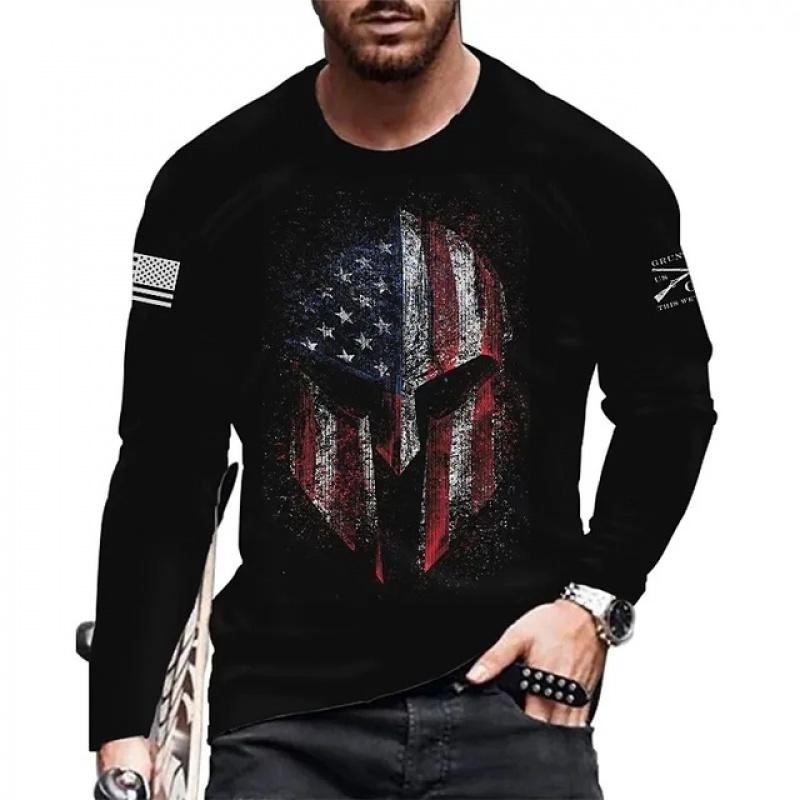 Spring New Long Sleeve T-Shirt Men's Fashion Printed Street Trend Top
