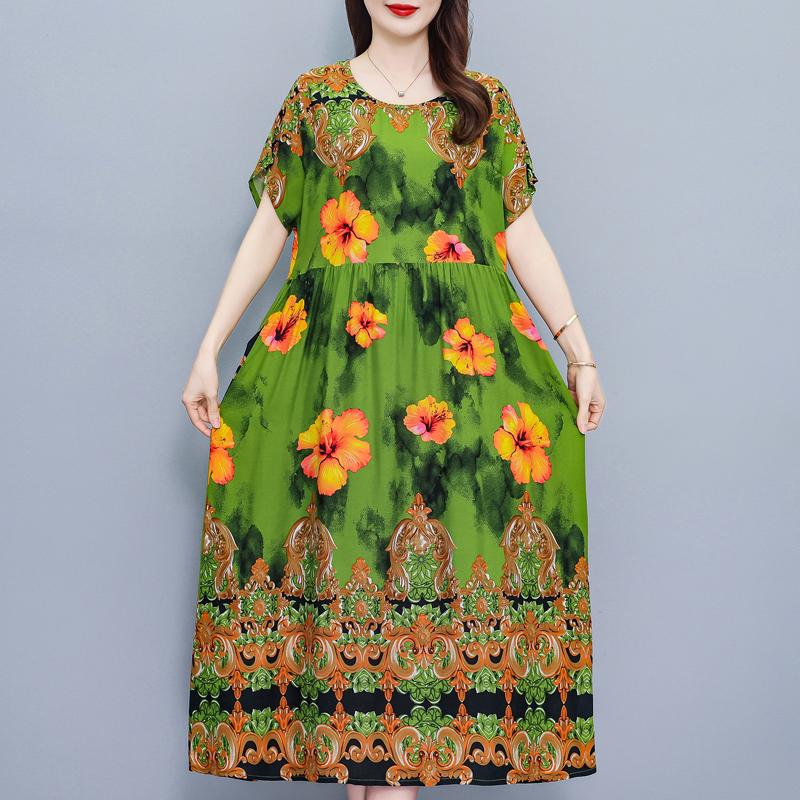 

Повседневные женские платья больших размеров, винтажная одежда, элегантное длинное платье с коротким рукавом 5XL