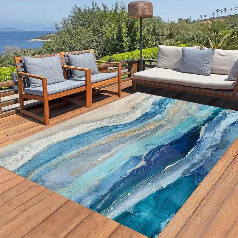 

Golden Diamond Velvet Dot Plush Bottom 1pcCoastal Blue Marble Area Rug, Versatile Indoor Outdoor Mat for Home 50x80cm