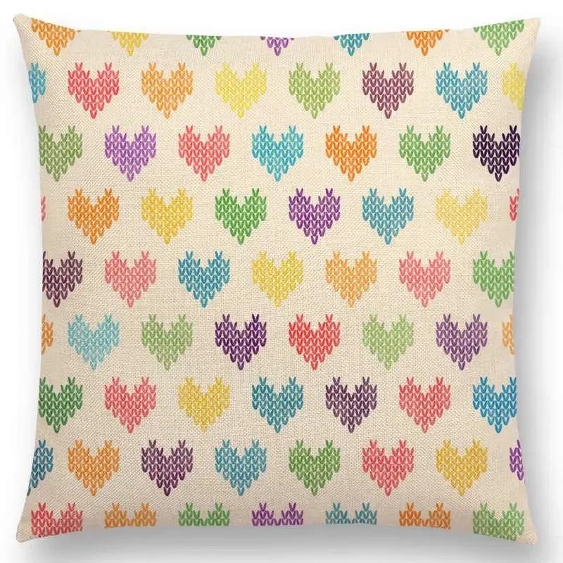 Kolorowe Kwiaty Liście Kropki Poszewka na Poduszkę na Sofę Gwiazdy Fale Wzór Geometryczny Pastelowe Trójkąty Diament Tęcza Poszewka na Poduszkę