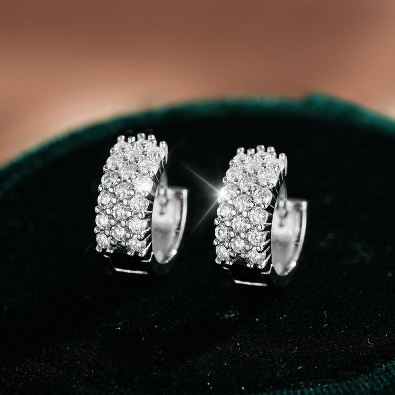 Asymmetrical Geometric Moissanite Stud Earrings Women Sterling Fashion Jewelry 925 Sterling Silver