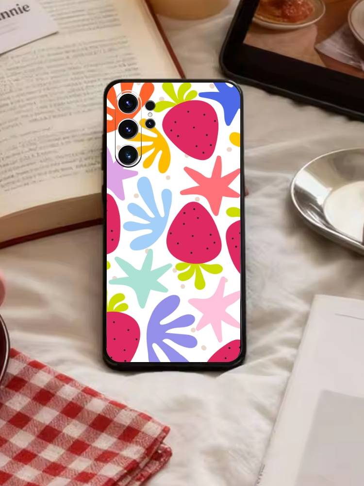 Y2K Cute Strawberry Stars Phone Case For Samsung S26,S25,S24,S23,S22,S21,S20,Plus,Fe,Lite,Others Black Cover