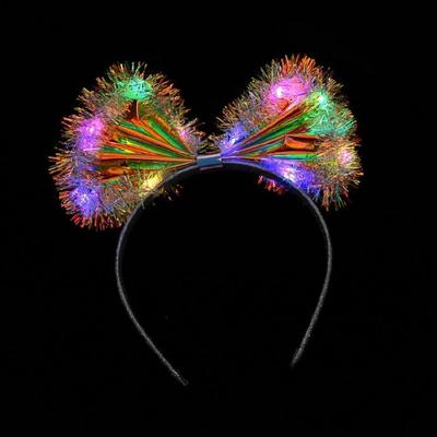 New Year Headband with Tinsel Colorful Film Bowknot Hairband for Adult Hairband