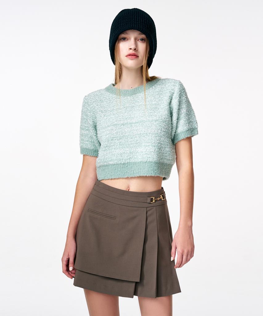 ETMON Color Blend Short Sleeve Knit Top Mint