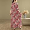 Kurzarm-Übergröße, Vintage-Kleid mit Blumenmuster, neu in Kleidern für Damen, lässig, locker, Maxi, lang, Sommerkleid