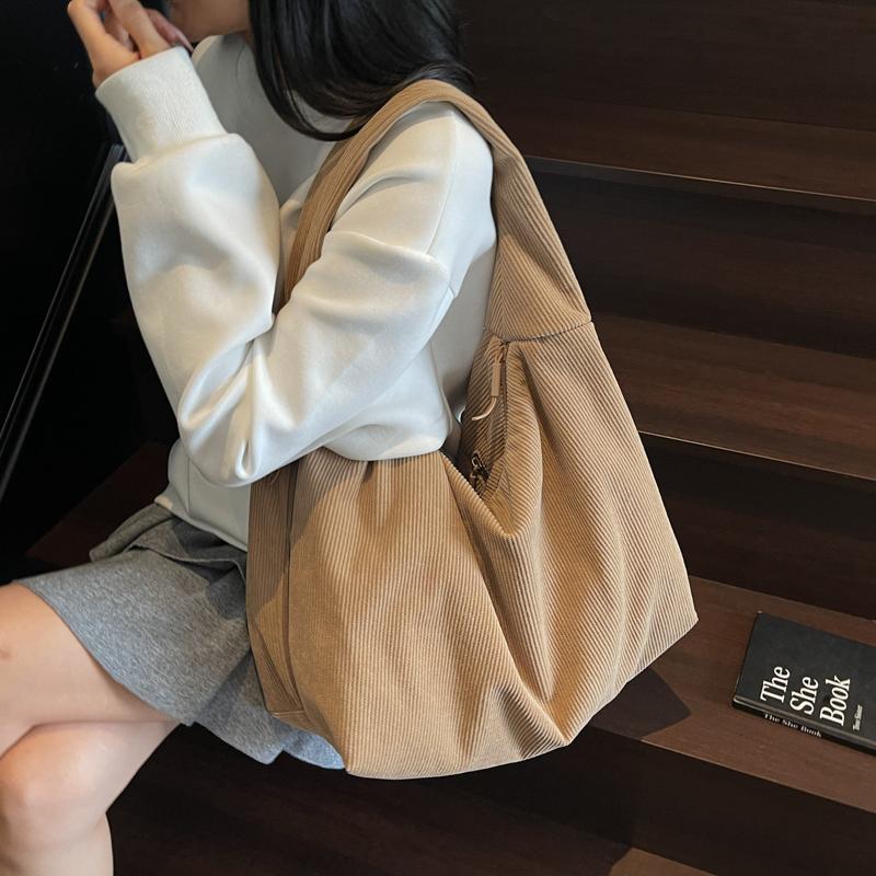 Corduroy Underarm Bag Women Commuter Shoulder Bag Tote Bag