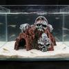 Handgefertigte Totenkopf-Aquariumdekoration Harz-Höhlenverstecke Künstlerische Totenkopfform Fischbecken Dekoration