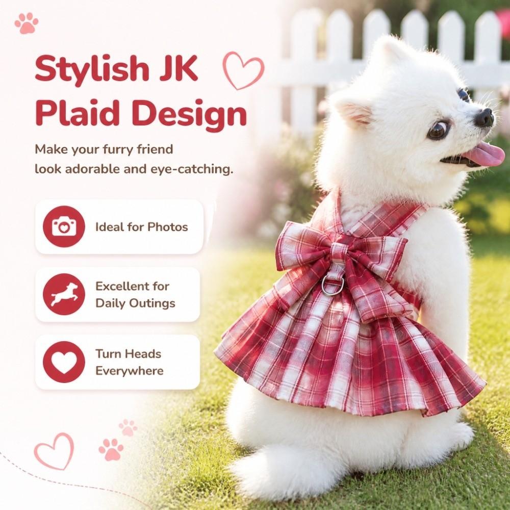 Bowknot Bow Tie Dog Harness Dress Adjustable Harness and Leash Set Pet Harness Vest for Puppy Cat