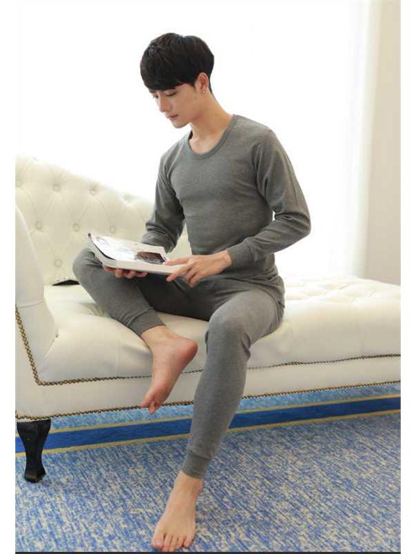 Men's Antibacterial Cotton Autumn Underwear Set - Thin, Warm Base Layer for Teens
