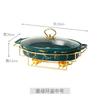 Nordic Style Oval Ceramic Soup Pot Household Hotel Tableware Casserole Holder Candle Heating Fish Plate Binaural Dry Pot