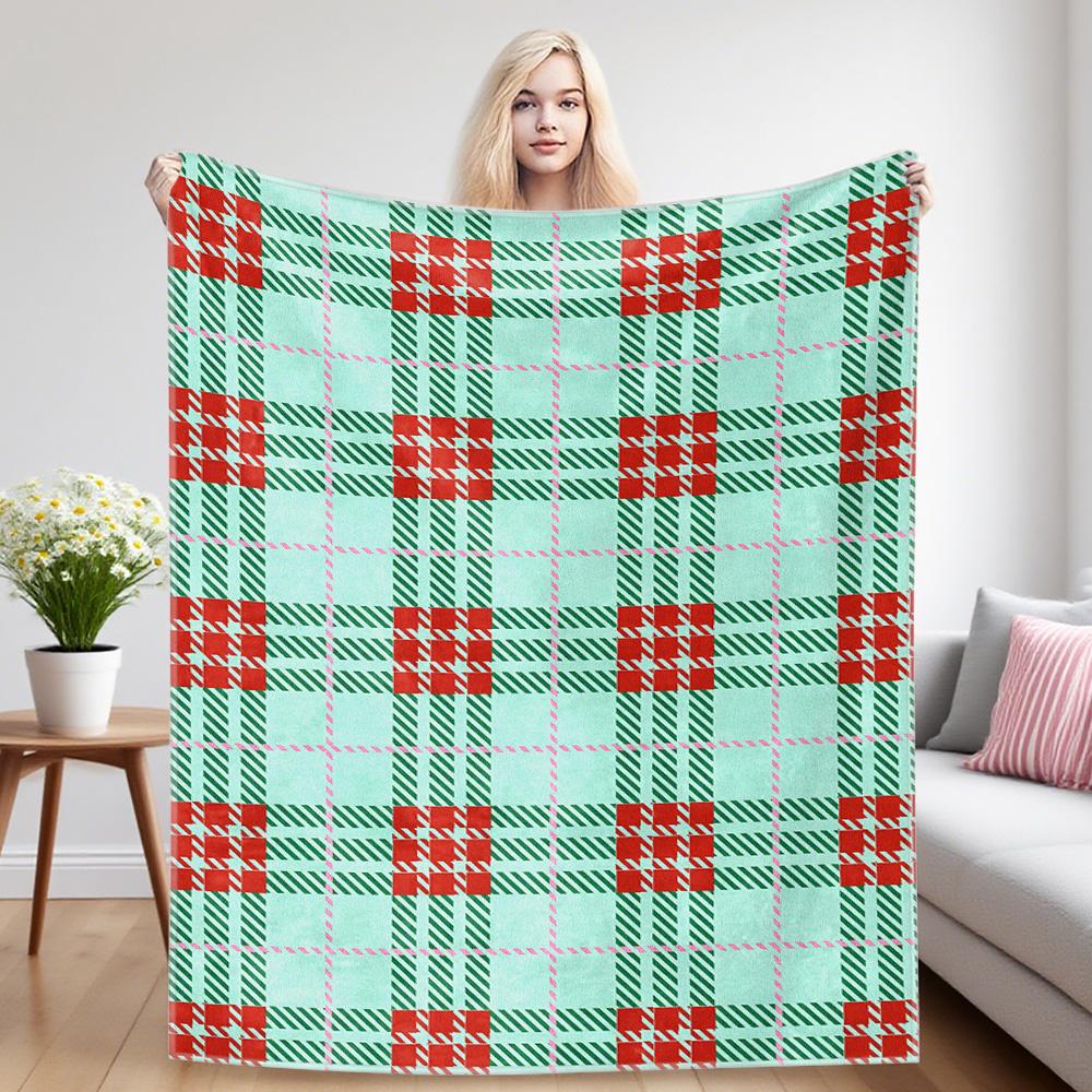 Holiday Tartan Four Season Flannel Blanket, Soft Plush Skin Friendly Sofa Blanket, A Great Gift Item