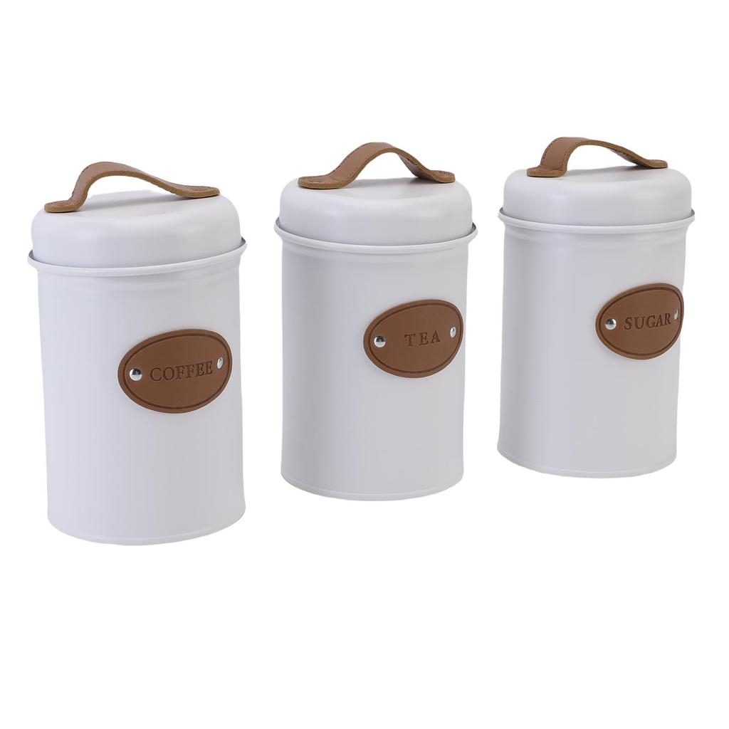 3PCS Food Sealing Storage Container Multifunctional Candy Tea Coffee Storage Canister for Kitchen Beige