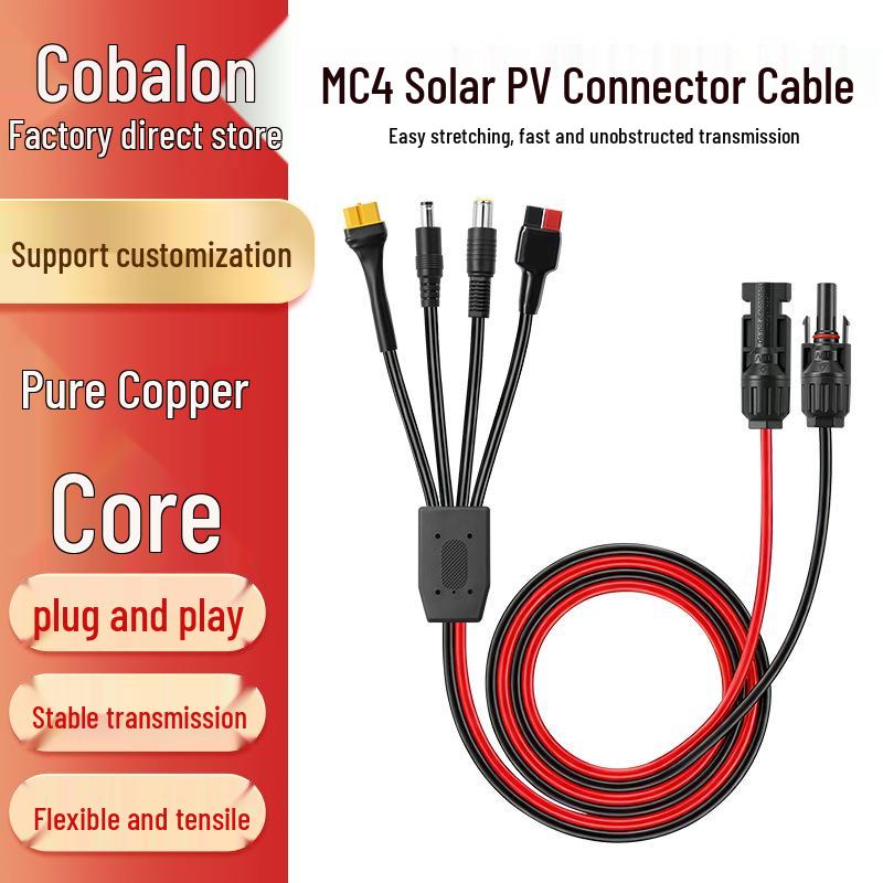 4-in-1 Solar Charging Cable: MC4, DC5521, XT60 Female, Anderson 30A