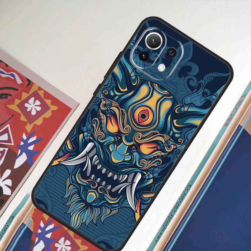 Samurai Oni Mask For Xiaomi 11T 12T 13 Pro 12 11 Lite Phone Case For POCO F5 X5 Pro F4 X4 GT F3 M5 X3 Pro