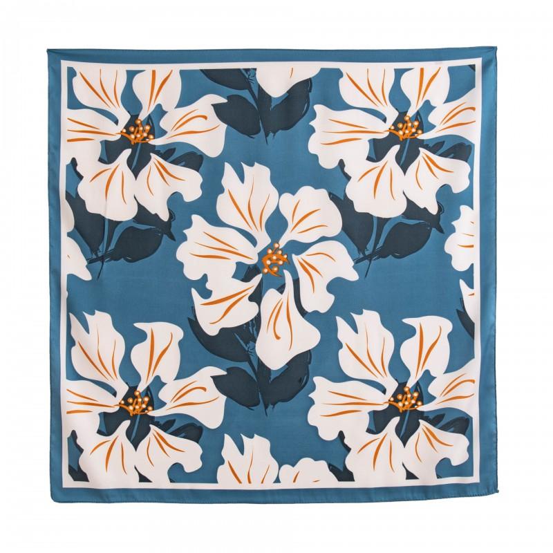70x70cm Lightweight Silk-Look Square Scarf Women Floral Shell Print Versatile Neck Wrap Or Shawl Fashion Accessory