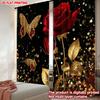 Flat Printing Happy Valentine Day Window Curtains Stars Sparks Butterflies Digital Printed Polyester Drapes Holiday Set Of 2 Made