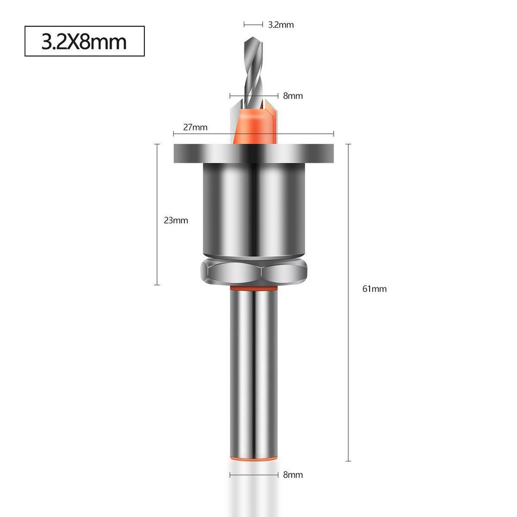 Woodworking Step Drill with Countersink & Limiter Alloy Cone Head - Screw Installation Punch Drill