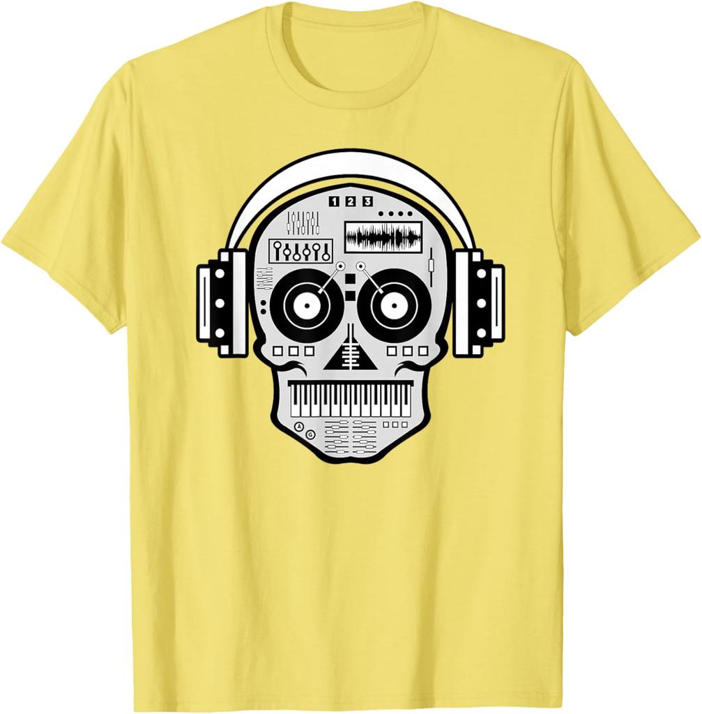 Sugarskull DJ Table Shirt Skull Disc Jockey Headphones TShirt