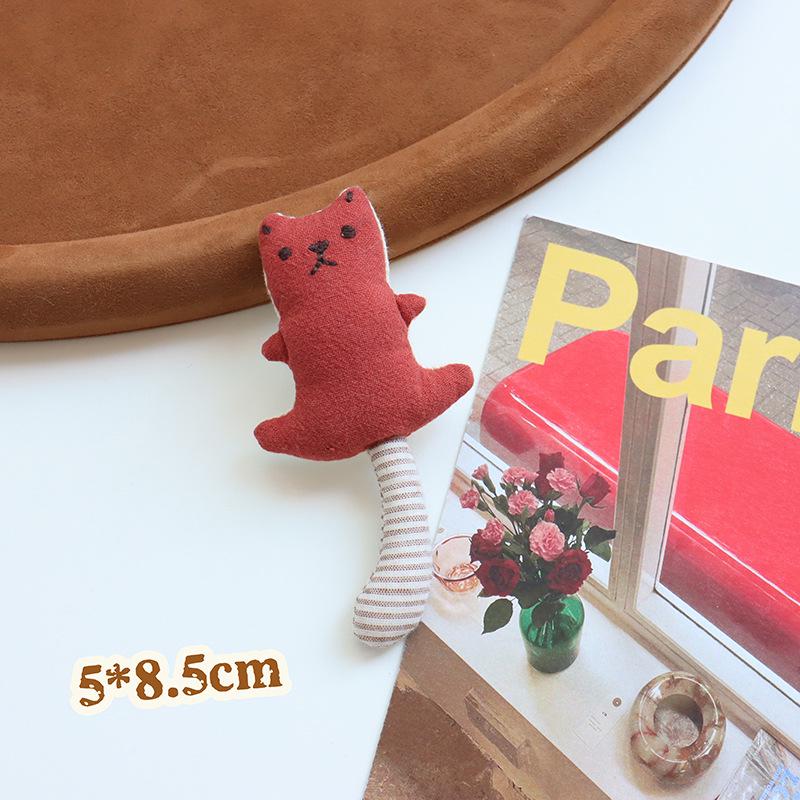 Korean Mori Series Floral Brooch: Handmade Cotton Linen with Apple, Mushroom, and Bear Design