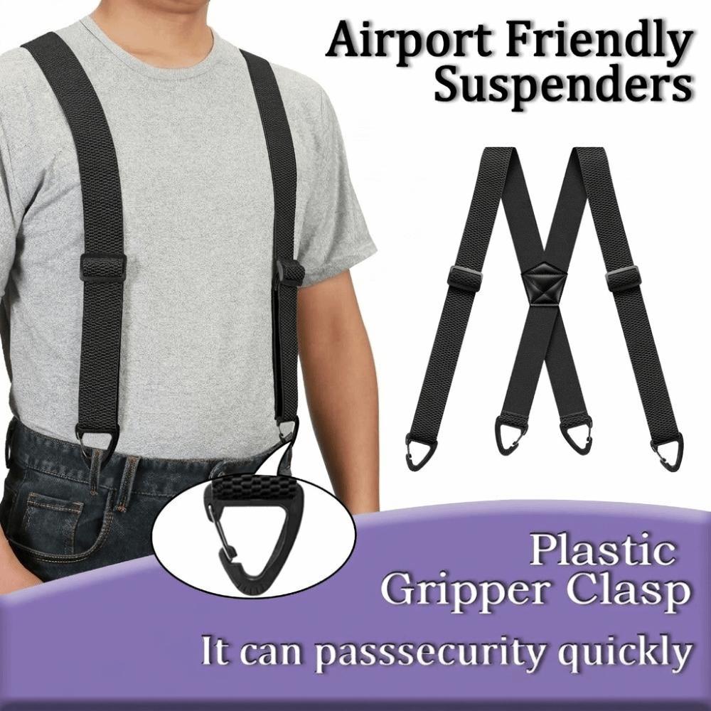 with 4 Gripper Clasps X-Type Suspenders Heavy Duty Elastic Pants Braces Work Use