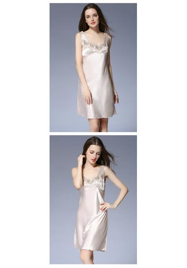Ice Silk Lace Sleeveless Nightgown for Women - Sexy, Loose, Plus Size Pajamas
