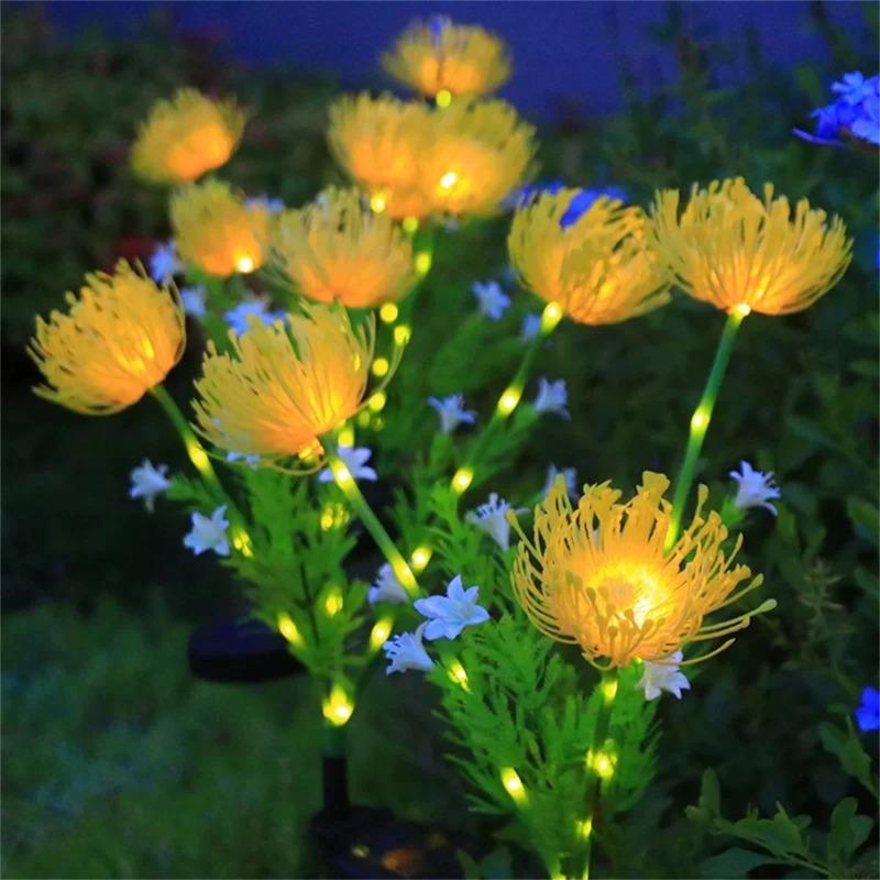 Solar Powered Shore Flower Ground Plug in Lamp Outdoor Waterproof Beautiful Flower Light for Garden Yard Lawn Pathway Decory