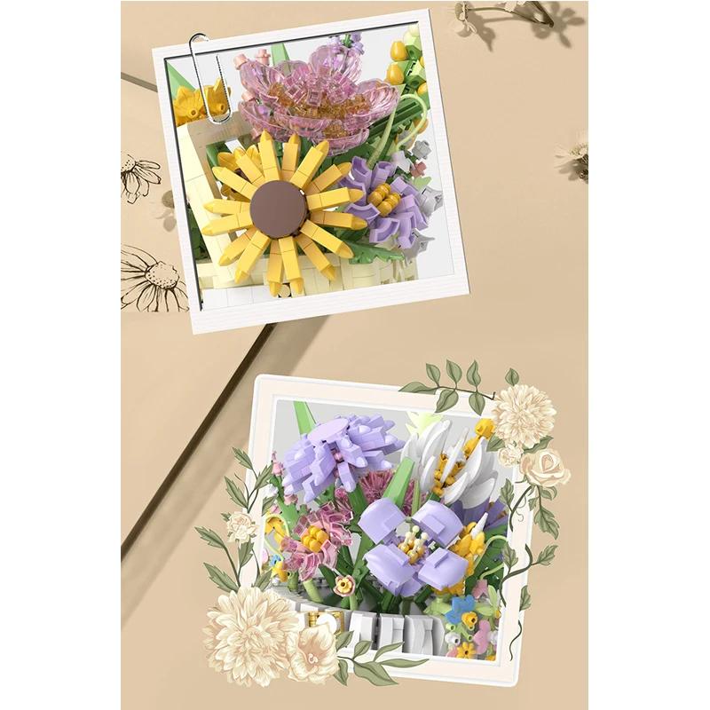 1263pcs Building Blocks DIY Plant Bonsai, Creative Flower Basket Model Set for Adult and Children's  Ideal Holiday Gifts