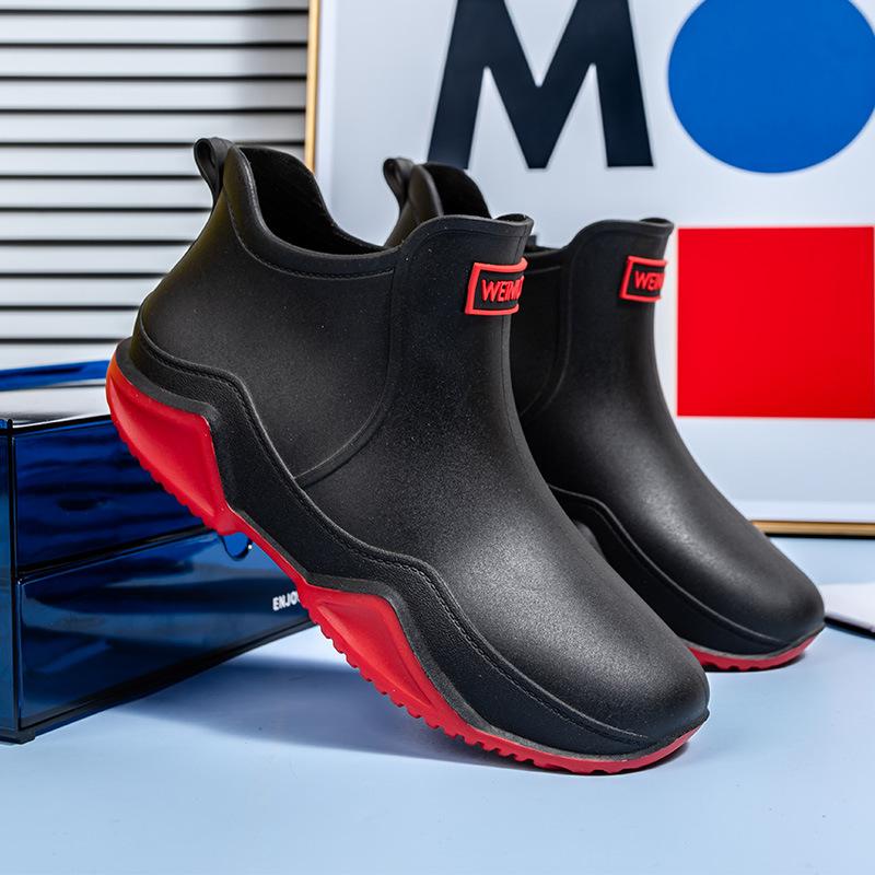 Short Tube Rain Boots Men and Women Waterproof Shoes Fishing Rain Boots Non-slip Wear-resistant Takeaway Kitchen Work Rubber Shoes