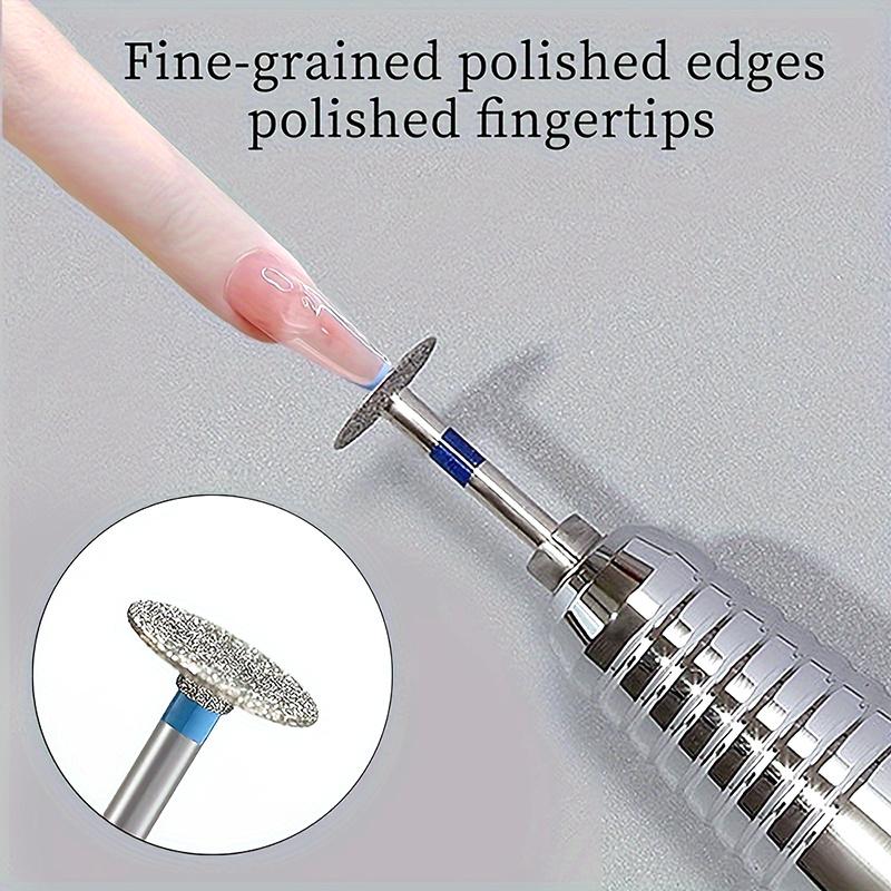 Manicure Flying Saucer Polishing Head T Round Metal Nail Drill Bit Short Tip Trimming DIY Nail Art Tool Accessories