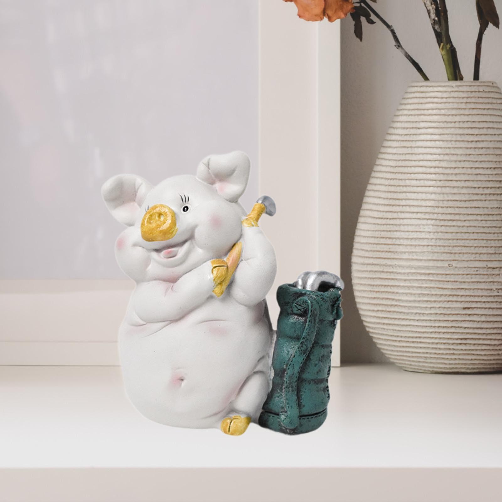 

Pig Piggy Bank Pig Statue Home Decor Ornament Money Bank for Children Animal Figurine Resin Sculpture for Bedroom Living Room