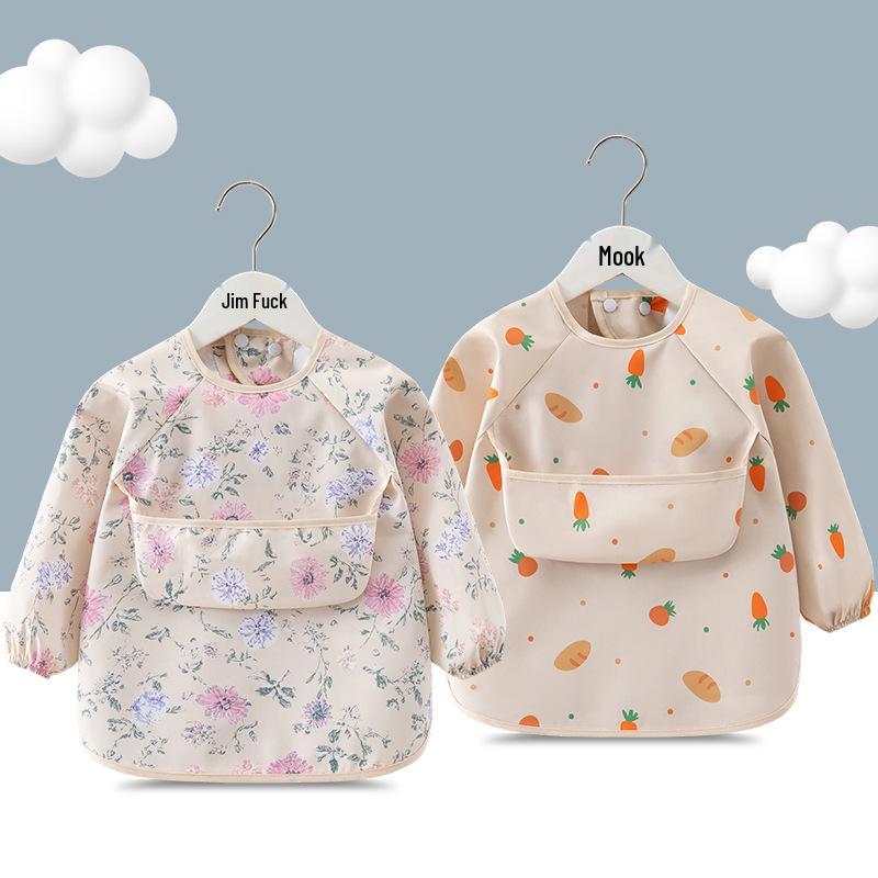 Waterproof Long-Sleeve Baby Bib for Infants & Toddlers - Anti-Stain and Dirt-Resistant Kindergarten Apron