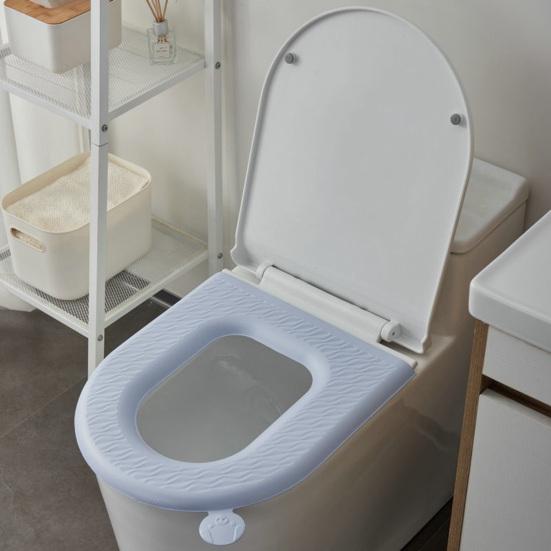 Coussin de Siège de Toilette Surface Douce au Toucher EVA Imperméable Tapis de Toilette Portable Lavable Conception avec Poignée Coussin de Siège de Toilette Hygiénique
