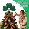 St Patricks Day Tree Topper Green Heart-Clover Tree Ornaments with Metal Base Holidays Ornament for Holiday Party Decor