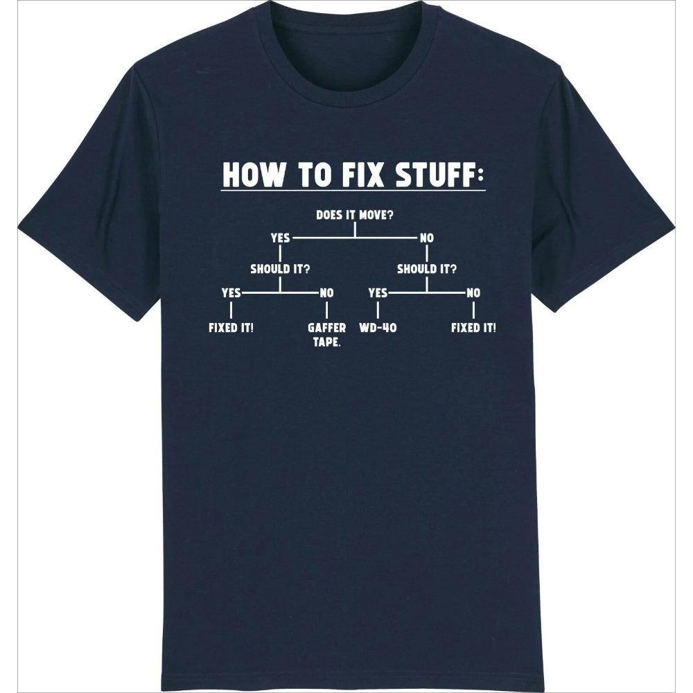 How To Fix Stuff T-shirt Funny Diy Man Diy Engineer Builder Shirt Meme Women's Gif Tee Streetwear Loose Tops