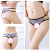 Lace Briefs See Through Open Crotch Straps Erotic Lingerie Floral G-string Thong