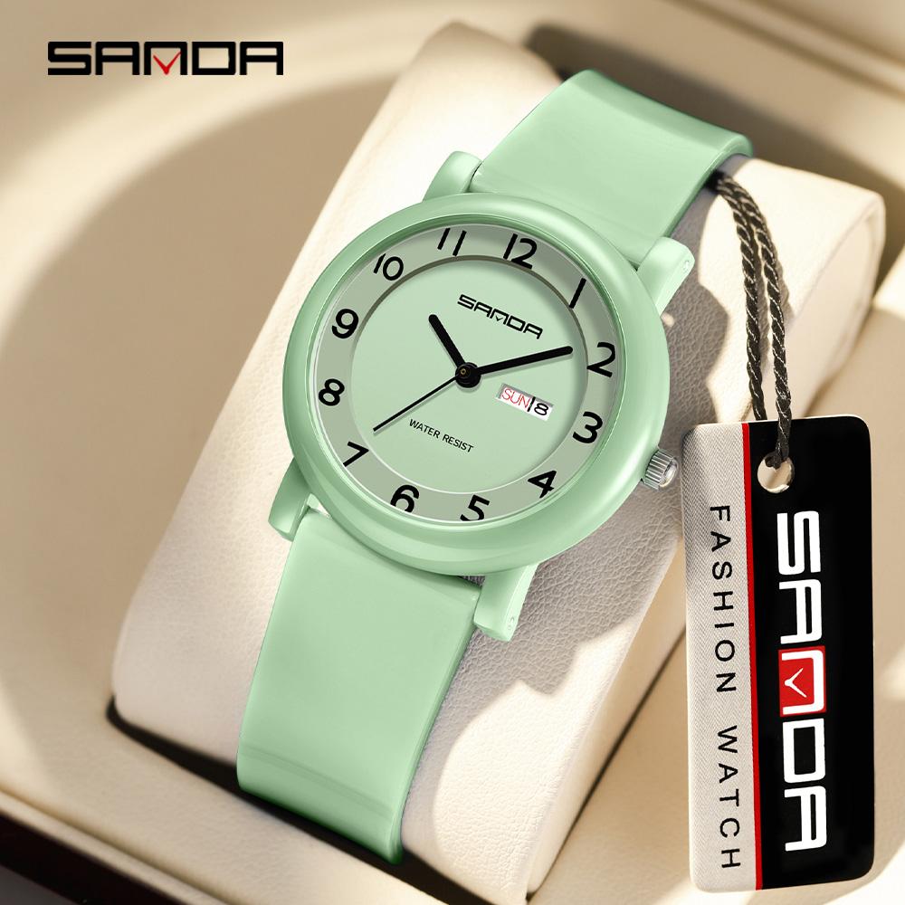 SANDA 3325 Fashion Children's Quartz Watch Dual Calendar Display Waterproof Simple Fashion Children's Quartz Watch