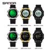 SANDA 9064 Silicone Strap Men's Electronic Digital Watch Sport Outdoor Multifunctional 50M Waterproof Male Wristwatch