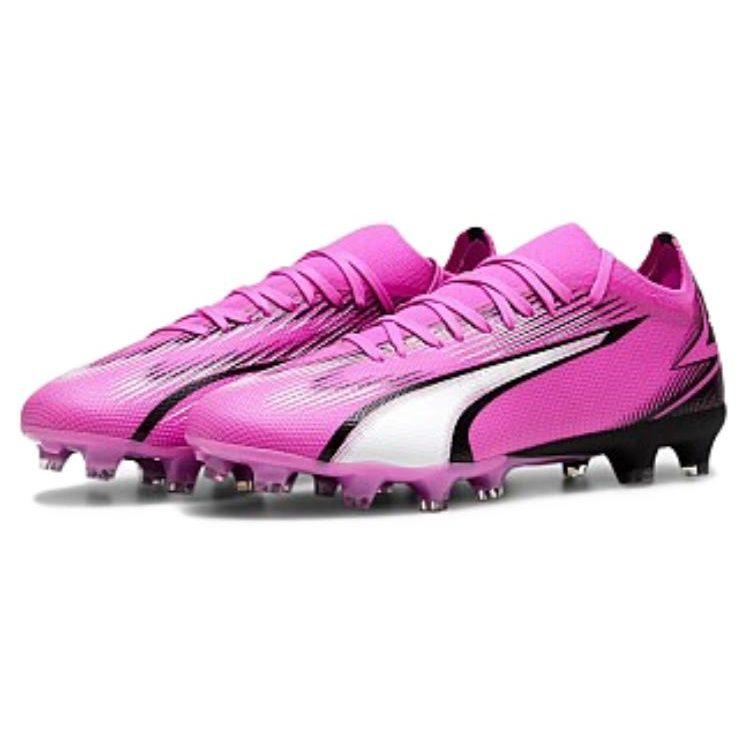 PUMA Ultra Match Low top AG Artificial Ground FG Firm Ground Fabric Abrasion Resistant Soccer Shoes Unisex Pink White 107754-01