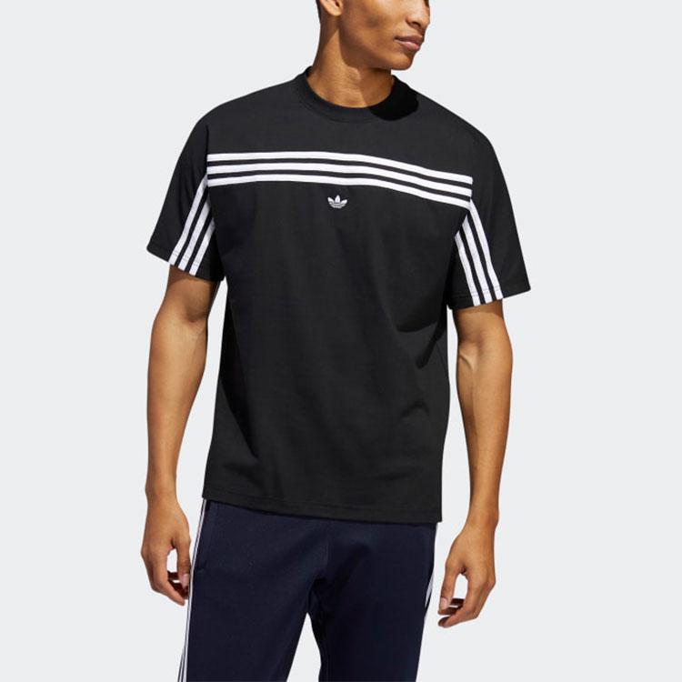 Adidas Originals Trefoil 3-Stripe Tee With Front Logo Embroidery International Edition Men Tops Black FM1535