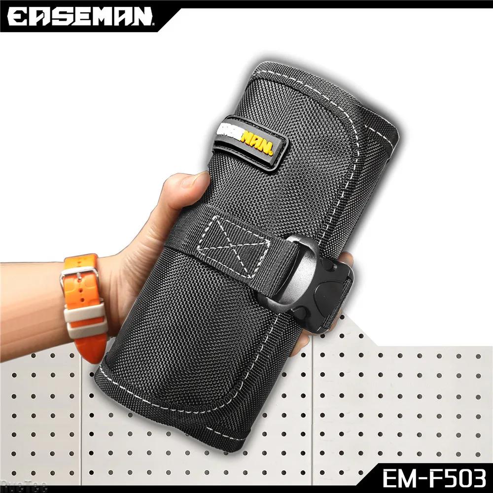 EASEMAN 37 Holes Drill Screwdriver Bits Organizer Roll Up Tool Bag with Buckle for Hang on The Wall Electrician Man Gift