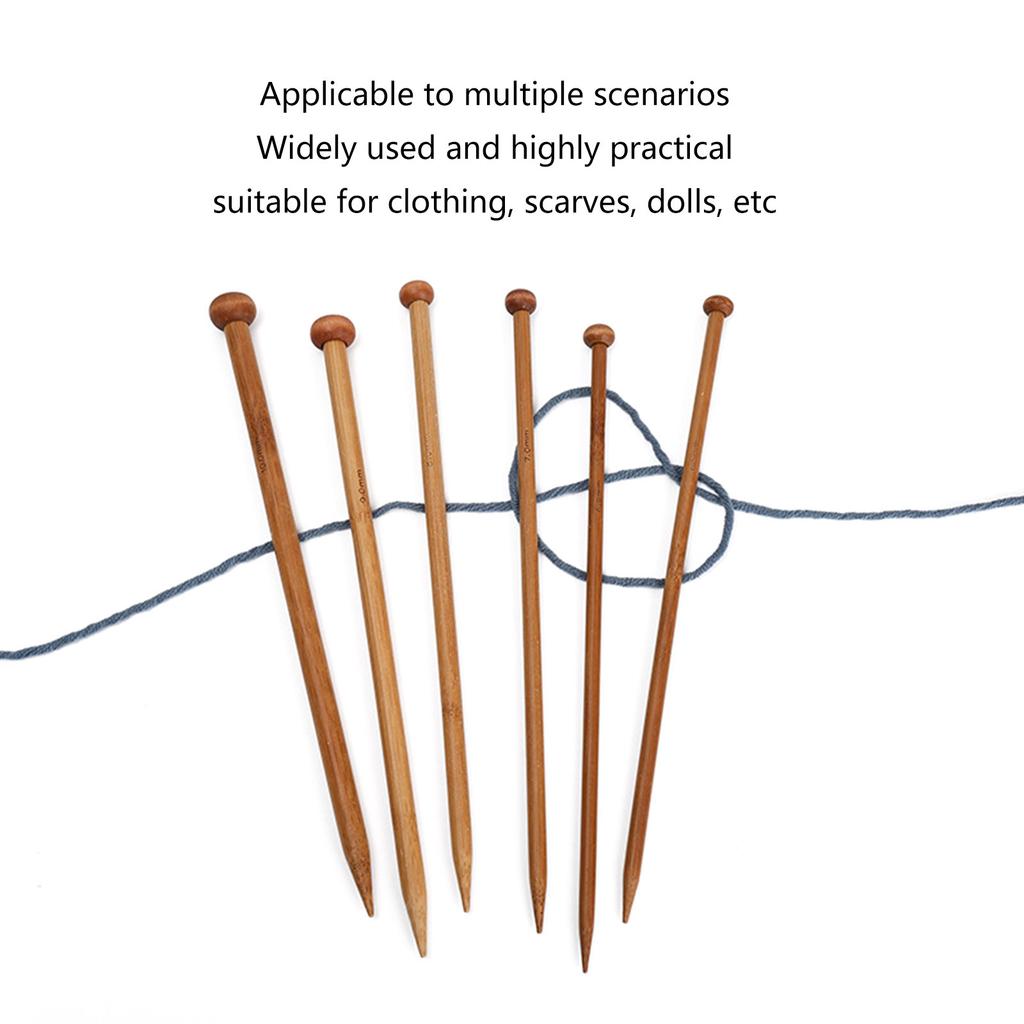 6PCS Bamboo Crochet Hooks for Weaving Bag Socks Yarn Crafts Wood Knitting Needle Pointed Head Knitting Needle