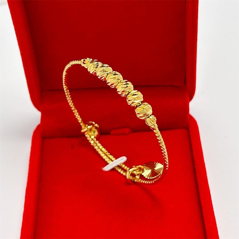 Adjustable Gold Beaded Bracelet Zinc Zinc Zinc Alloy Wristband Fashion Cuff Bangles Girl
