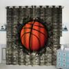 Basketball Curtains for Bedroom Living Room 3D Ball Court Window Treatments Decorative Sports Theme Drapes Competitive Curtain