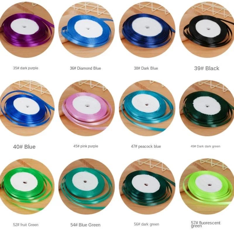 6mm Satin Ribbon DIY Artificial Silk Material Christmas Halloween Wedding Birthday Party DecorationHandmade Bows Gift Wrapping