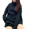 Autumn and Winter New Fashionable and Simple Turtleneck Pullover with Women's Loose and Lazy Knitted Sweater Thickened with Bottoms