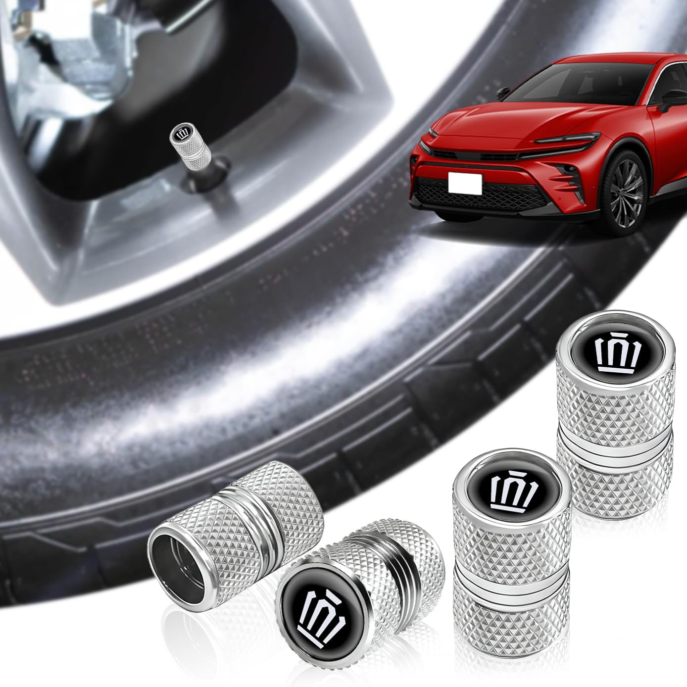 

HUDIY [Crown 35 Series Exclusive] Air Valve Caps with Exclusive Logo, Aluminum Alloy, 0.7 crown срібний