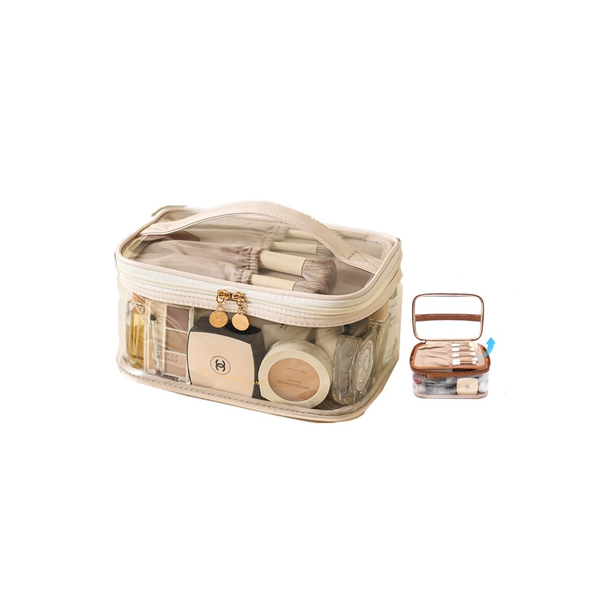 

Косметичка Aylashine прозрачная с клапаном на молнии, дорожная, водонепроницаемая, органайзер для туалетных принадлежностей, портативная сумка-органайзер для макияжа, сумка на молнии с разделителями белый